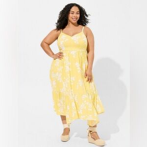 Maxi Washable Gauze Tiered Hanky Hem Dress